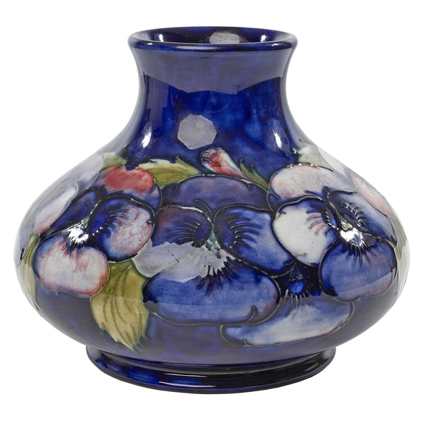 Blue Moorcroft "Pansy" Squat Vase (As Is)