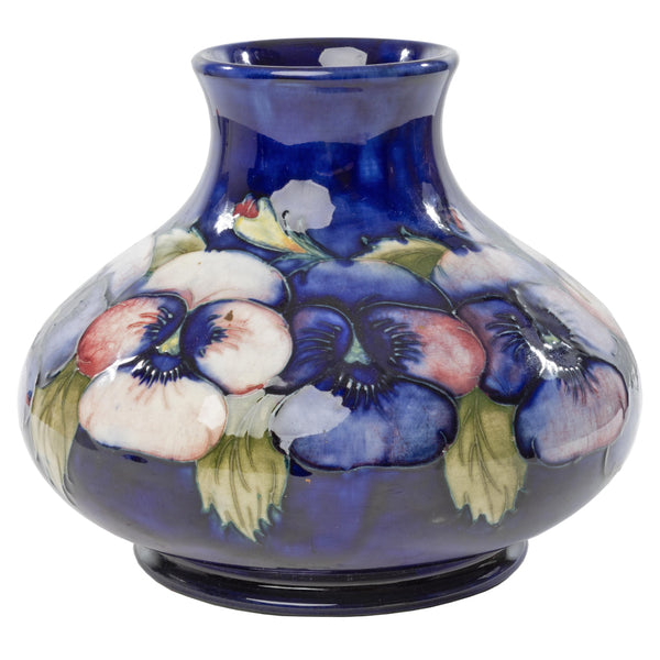 Blue Moorcroft "Pansy" Squat Vase (As Is)