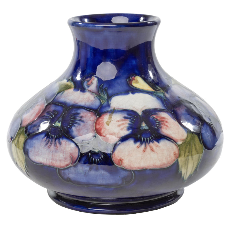 Blue Moorcroft "Pansy" Squat Vase (As Is)