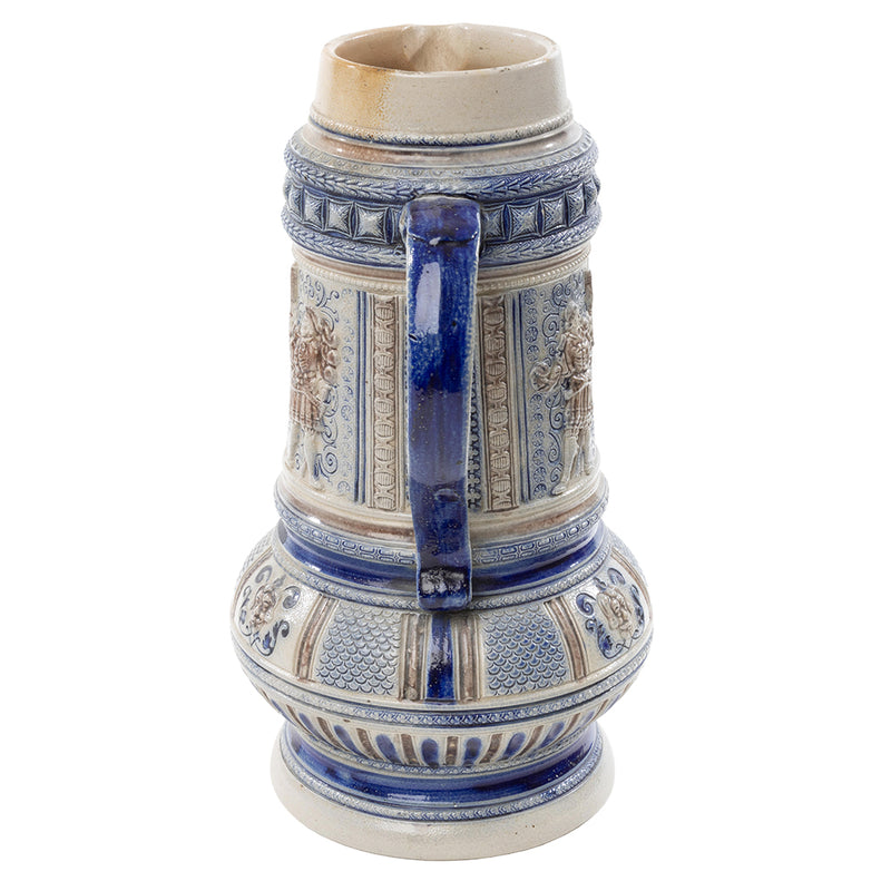 Blue and Beige Salt Glaze Beer Stein/ Pitcher