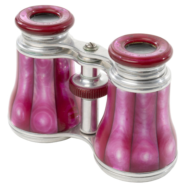 Pink Mother of Pearl Opera Glasses with Leather Case