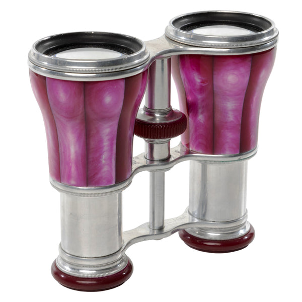 Pink Mother of Pearl Opera Glasses with Leather Case