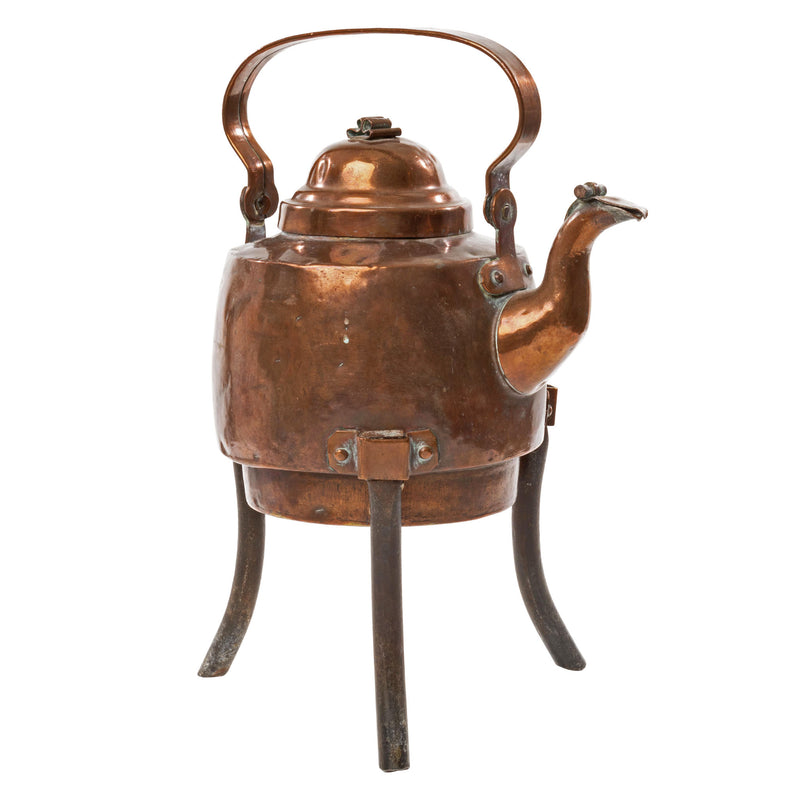 Unusual Copper Kettle with 3 Removable Tall Legs