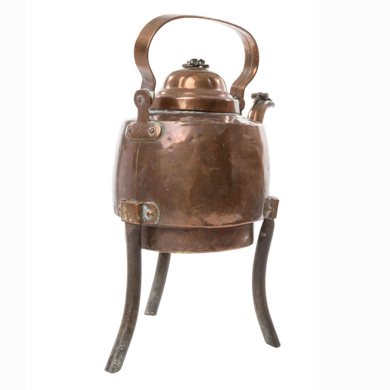 Unusual Copper Kettle with 3 Removable Tall Legs