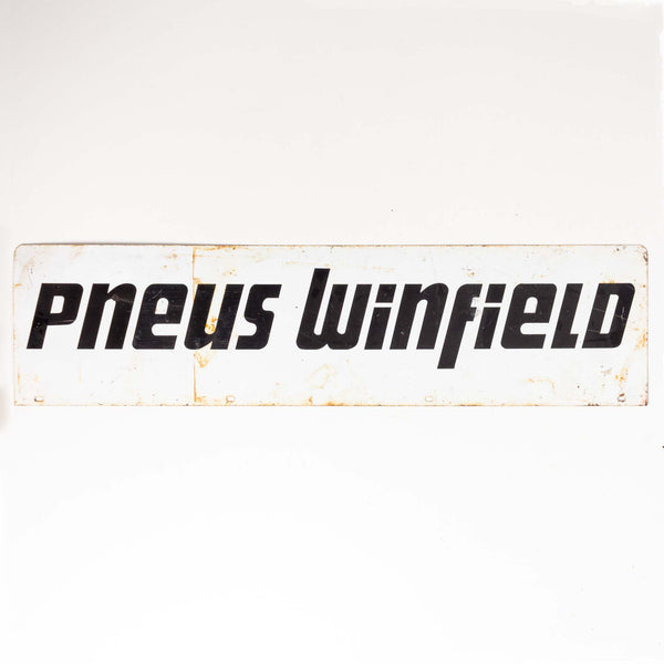 Double Sided Metal "Pneus Winfield" Sign