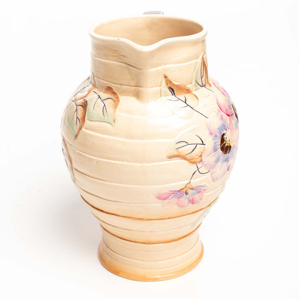 Beige Royal Cauldron Pitcher with Pink Flower