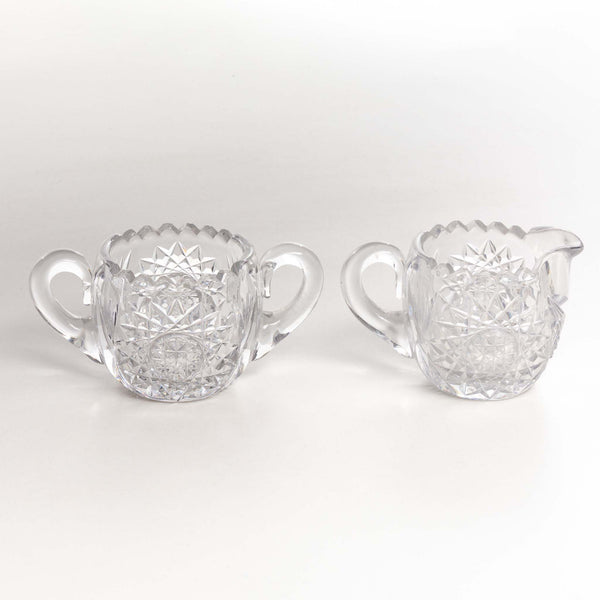 Pinwheel Crystal Open Sugar Bowl and Cream Pitcher (2pcs.)