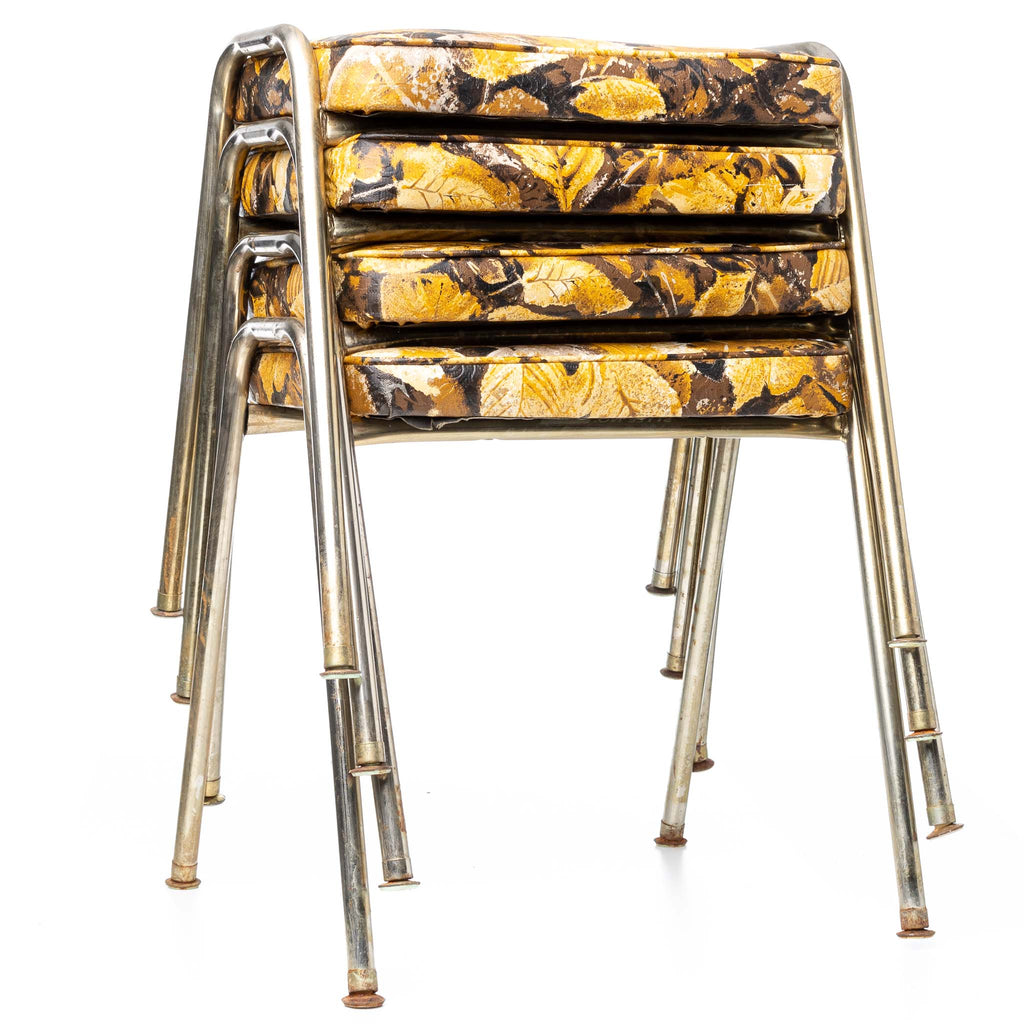 Mid-Century Vinyl Top Stacking Stools (Set of 4)